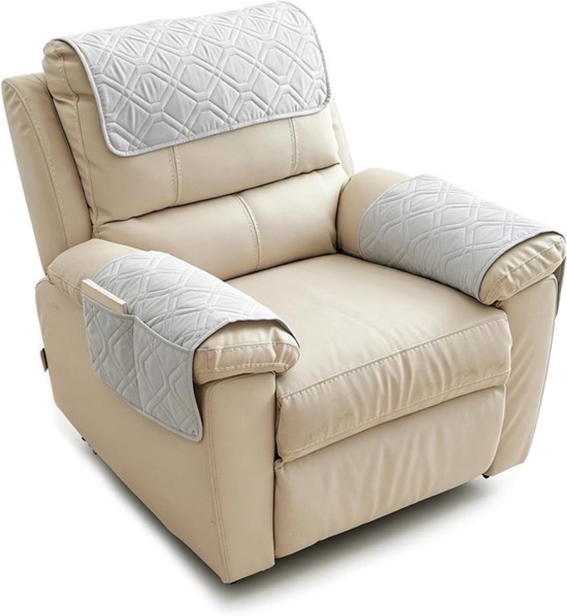 Stoelbeschermer voor Relaxstoelen met Zakken, Universele Bescherming voor Fauteuils en Banken, Lichtgrijs
