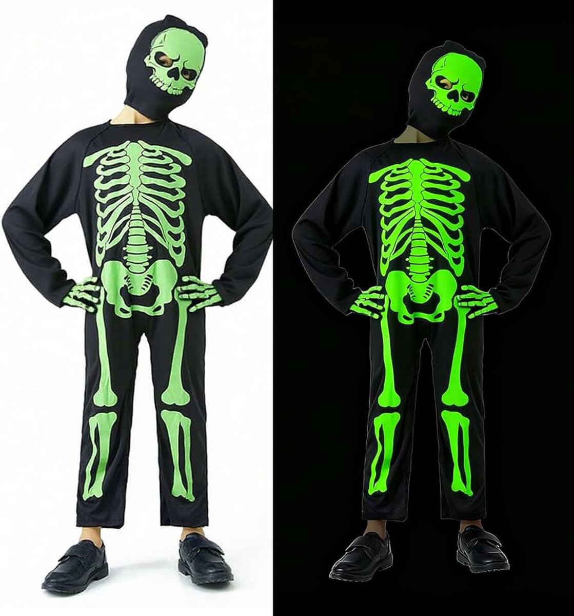Lichtgevende Grim Reaper, Halloween-outfit voor jongens en meisjes, griezelige verkleedset voor carnaval en Halloween