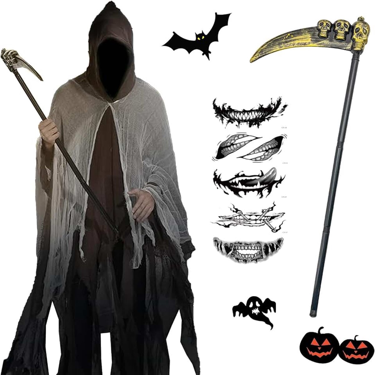Grim Reaper-kostuum voor heren,Grim Reaper Halloween-kostuum voor heren