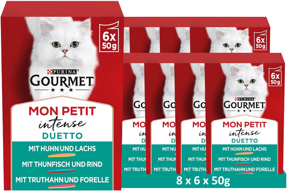 Gourmet GOURMET Mon Petit Duo wet cat food with meat and fish (8 x 6 x 50g)