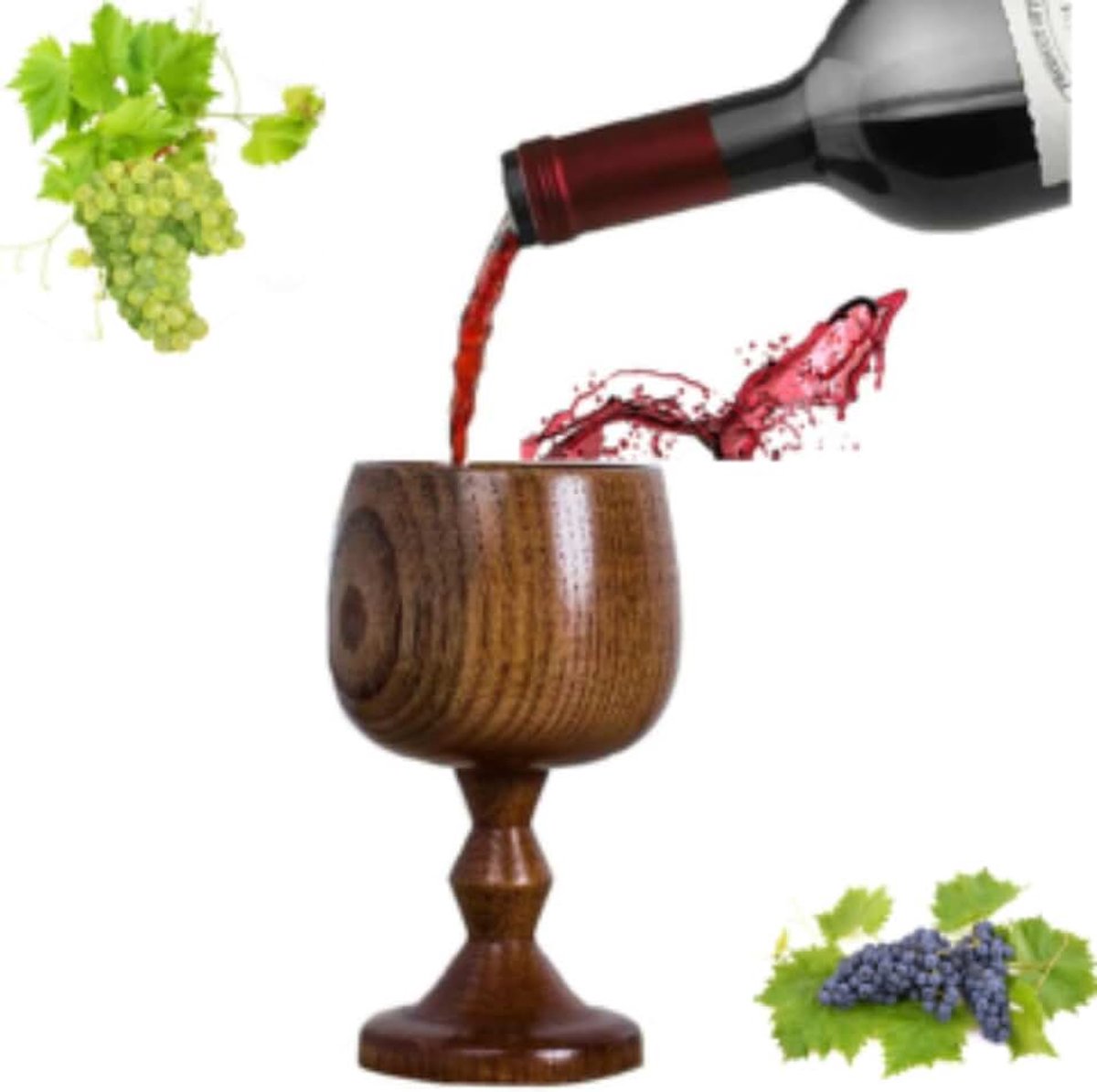Wijnbeker, elegante houten beker, wijnglas, houten beker voor wijn, koffie, thee, melk