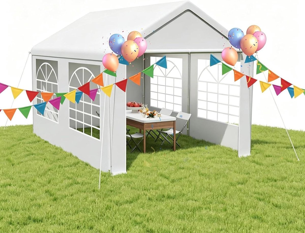 Partytent - Paviljoen Tuin - Feest Organiseren - Waterdicht UV Bestendig - 3 x 4 m - Wit