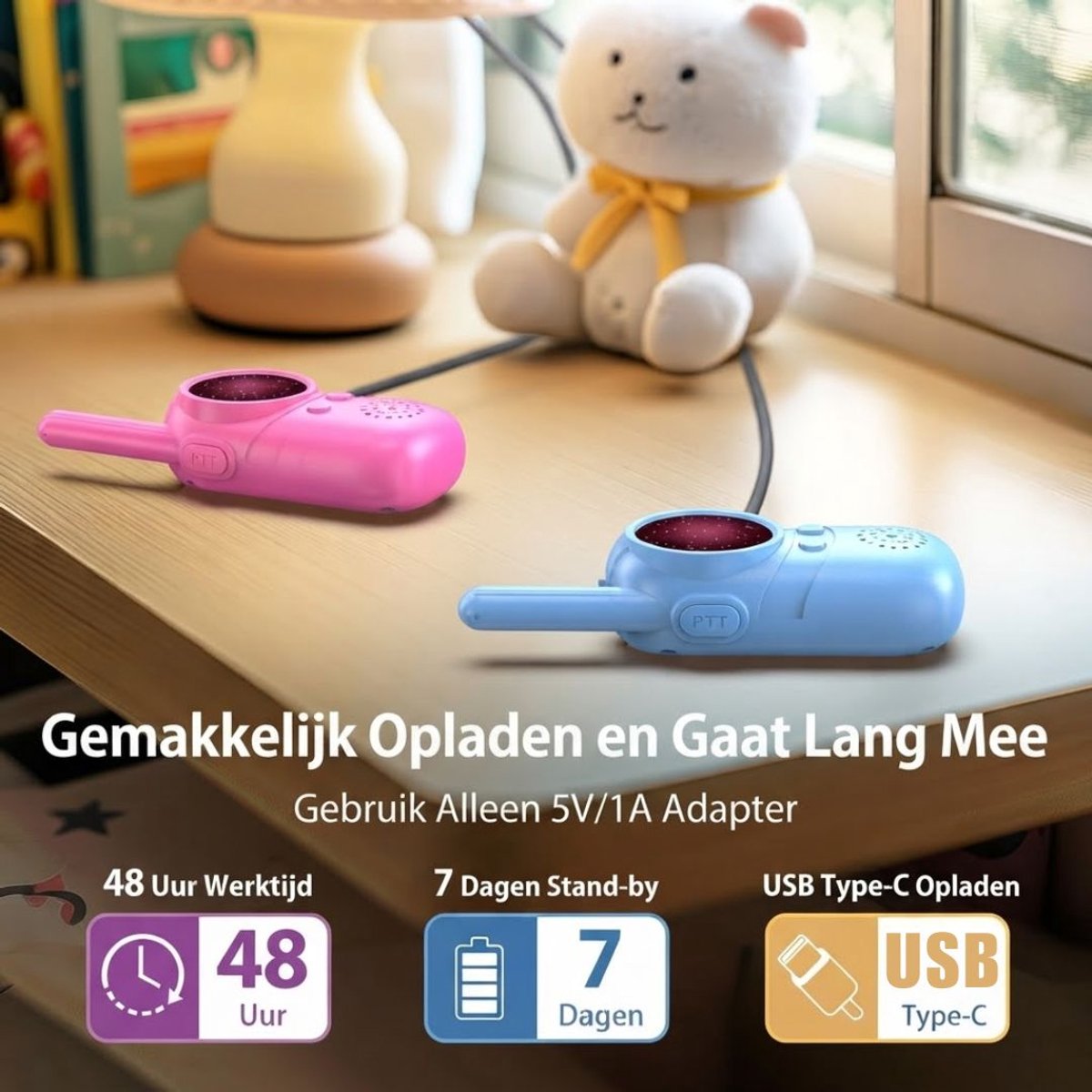 SP® Walkie talkie - Walkie talkie voor kinderen - Portofoon - Blauw/Roze - 13cm x 7cm x 5cm
