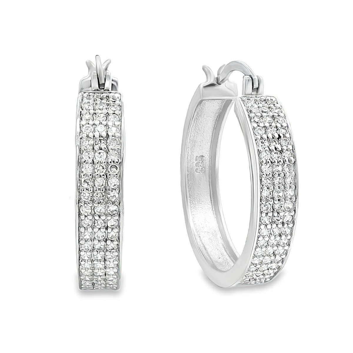 Juwelier Zwartevalk - Zilveren (gerhodineerd) oorbellen met zirkonia - 22.022/25 mm