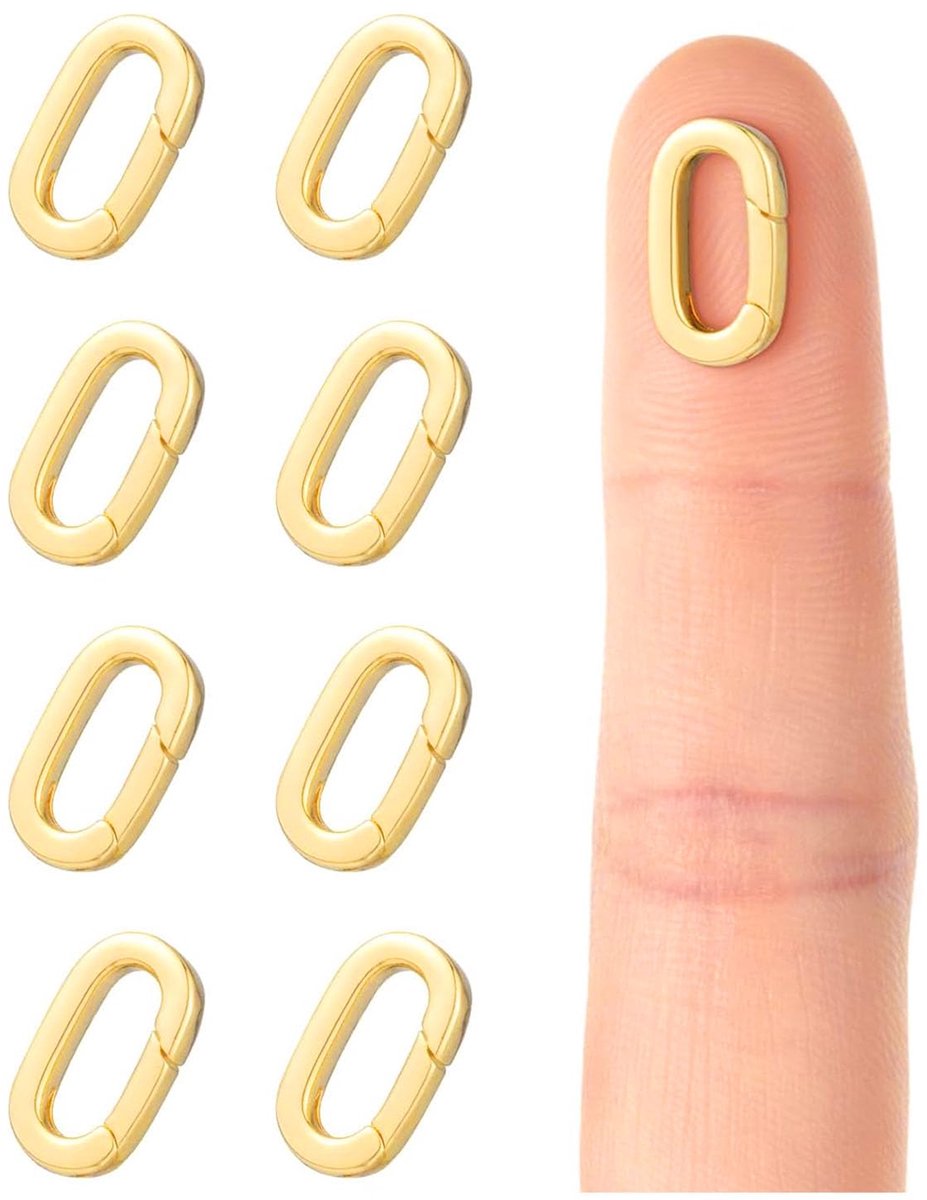 Ovale kettingsluitingen set van 8 - Mini gouden karabijnhaak - Gouden veersluiting - Ideaal voor sieraden - SnelShoppen