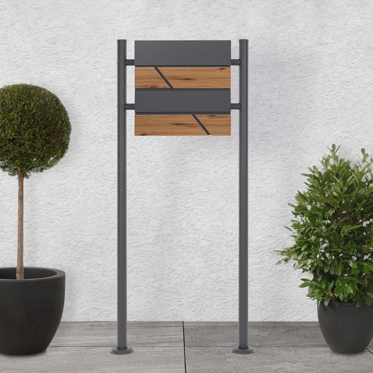 Staande brievenbus - Postkast standaard - Post ontvangen - Met krantenvak - 120 cm hoog - Antraciet