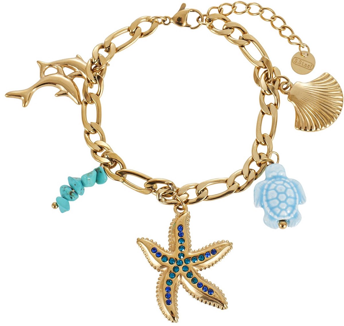 D-B23.2 B1160-002G S. Steel Bracelet Charms - 16-21cm