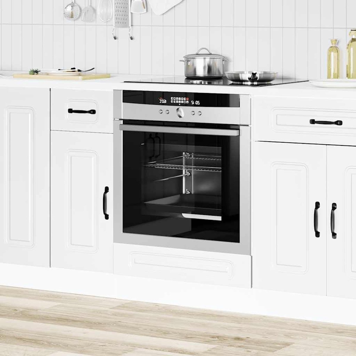 Ovenkast Keuken - Keukenkast Onderbouw - Keuken Organiseren - Vochtbestendig Technisch Hout - 60 x 46 x 81.5 cm - Wit