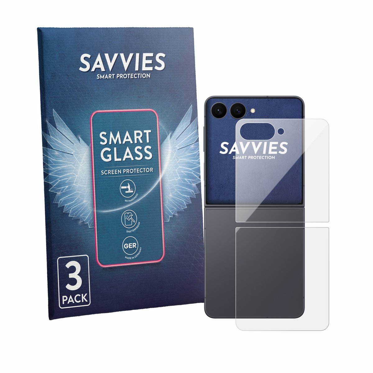 3 Stuks Savvies Screenprotector - geschikt voor Samsung Galaxy Z Flip 8 (Achterkant) - beschermfolie glas transparant