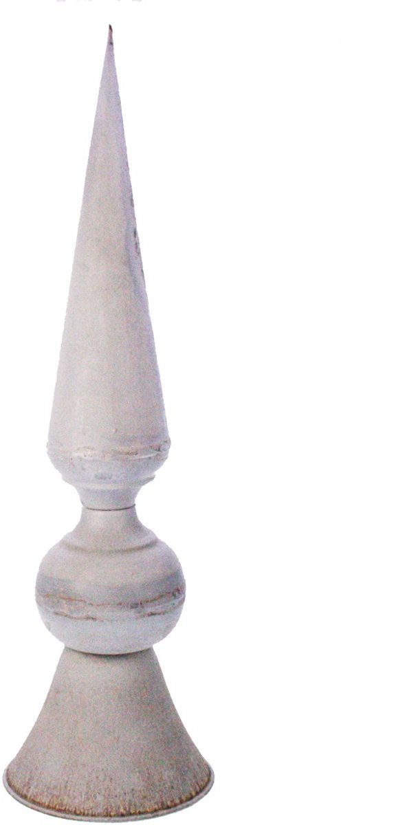 Decoratieve pinakel grijs, metaal 16x16x55,5cm