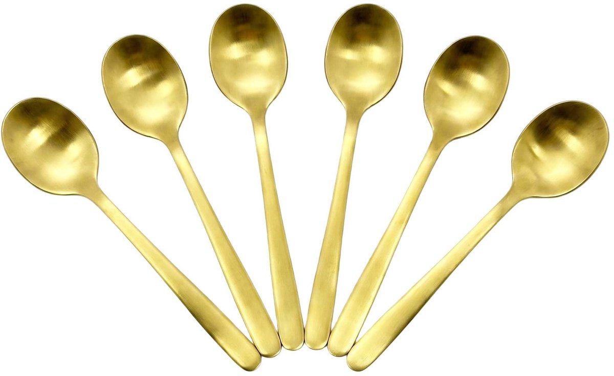 Espressolepels 6 stuks - gouden roestvrij staal - mini-theelepels voor koffie - perfect voor thuis en café - SnelShoppen