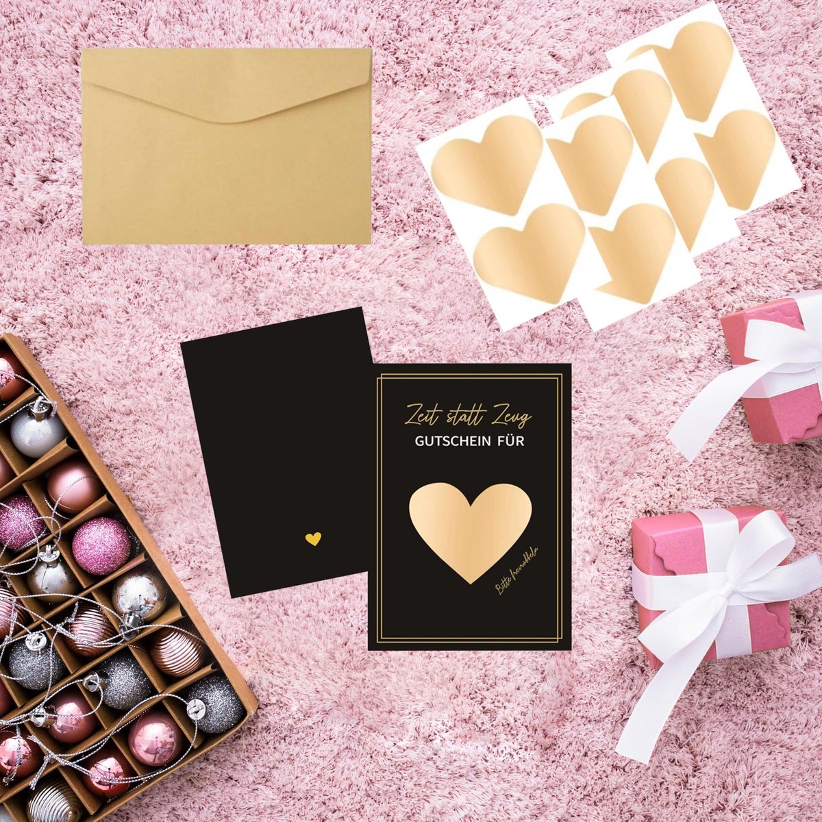 Cadeaubonnen set van 12 - hartvorm - kraskaarten met enveloppen - zelf in te vullen voor verjaardagen - SnelShoppen