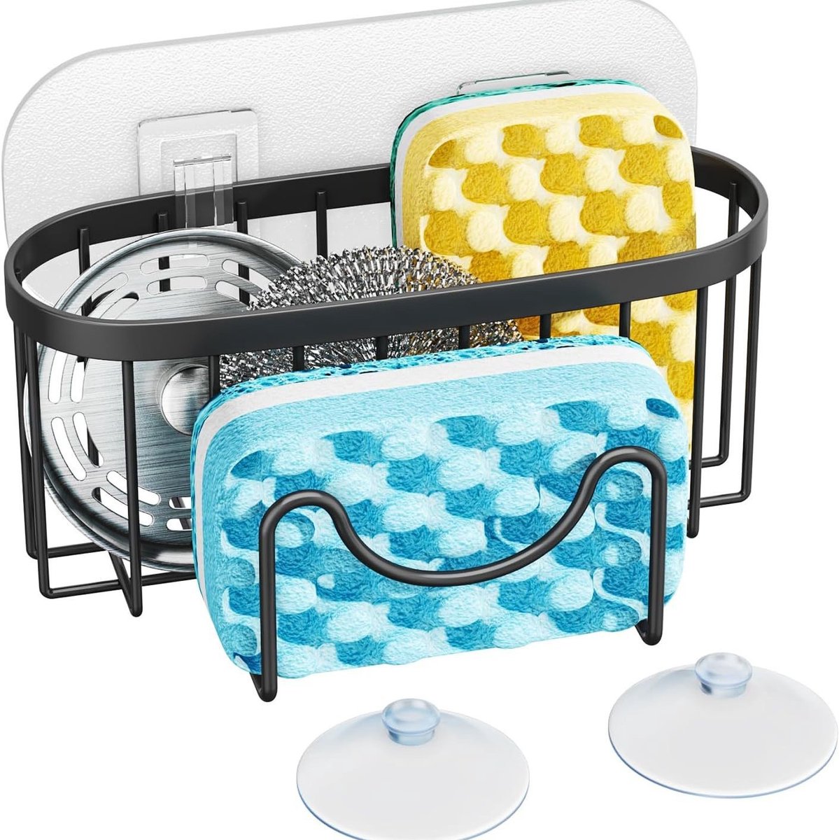 2-in-1 Spoelbak Organizer - Met Sponshouder en 2 Zelfklevende Bevestigingen - Voor de Keuken - RVS