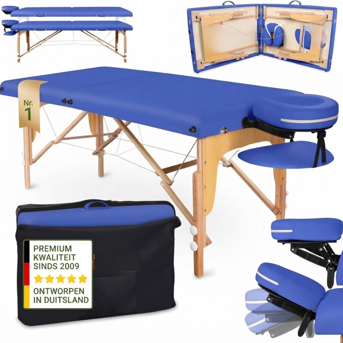 SP® Massage Tafel - Massagetafel - Behandeltafel - Blauw - 185cm x 71cm x 85cm