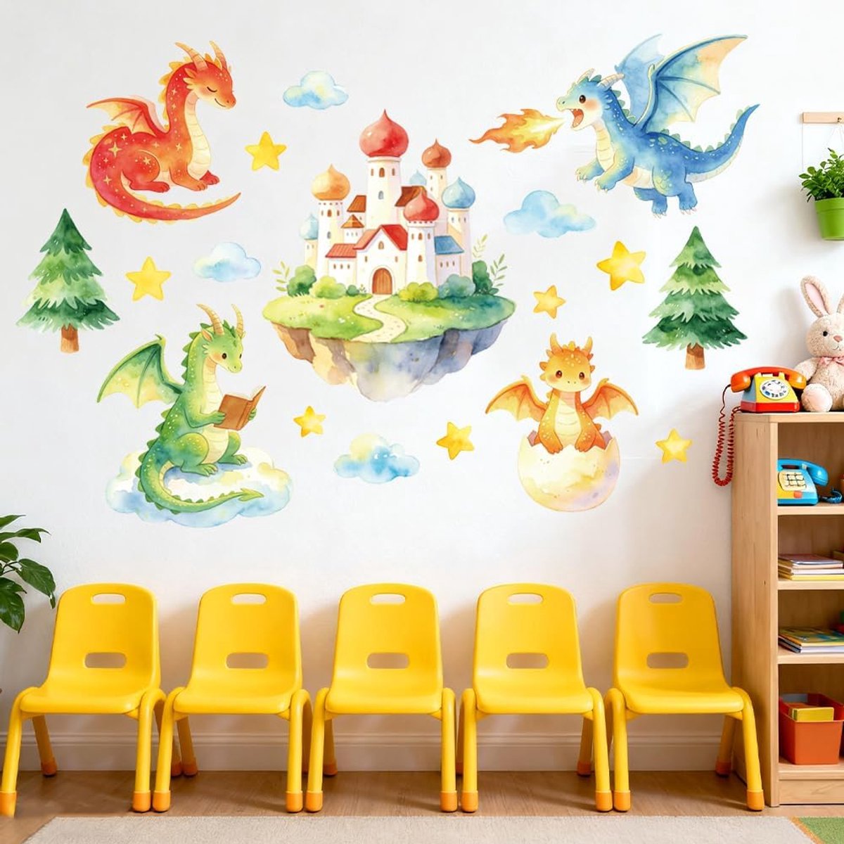 Muursticker planten, potplanten muursticker woonkamer | Afneembare vinyl muursticker, 3D-wanddecoratie voor slaapkamer, woonkamer, badkamer, kinderkamer, kantoor en naaikamer