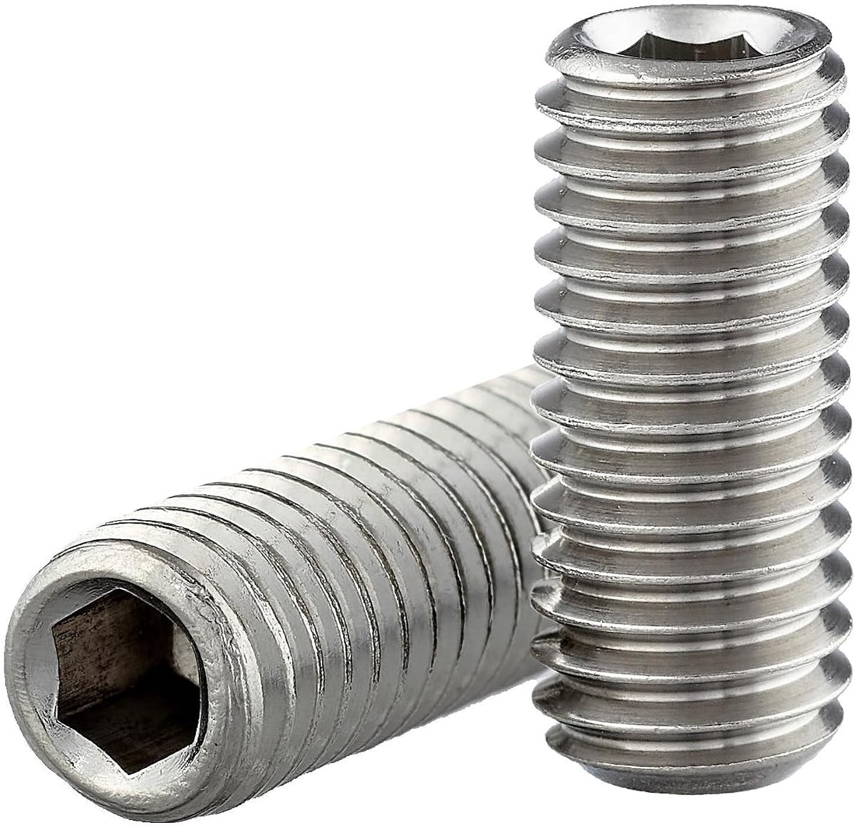 Schroefdraadstift met kegelkop en binnenzeskant (ISK) volgens DIN 913 / ISO 4026, roestvrij staal A2 V2A, madenschroef (10 stuks, M4 x 16 mm)