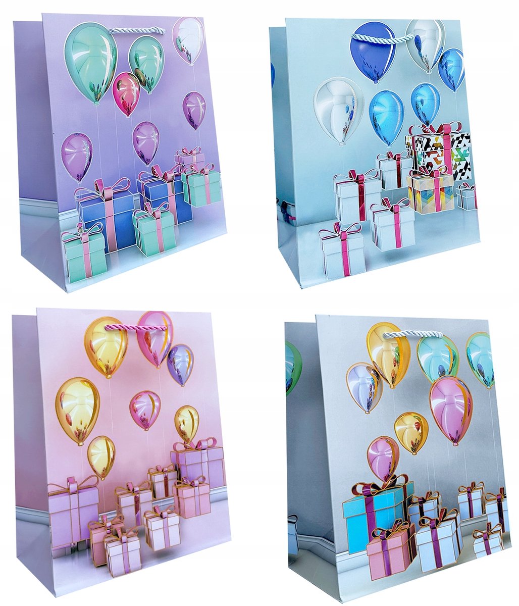 Papieren Cadeautas 26x32x10cm met ballonnen - Ju-Piter