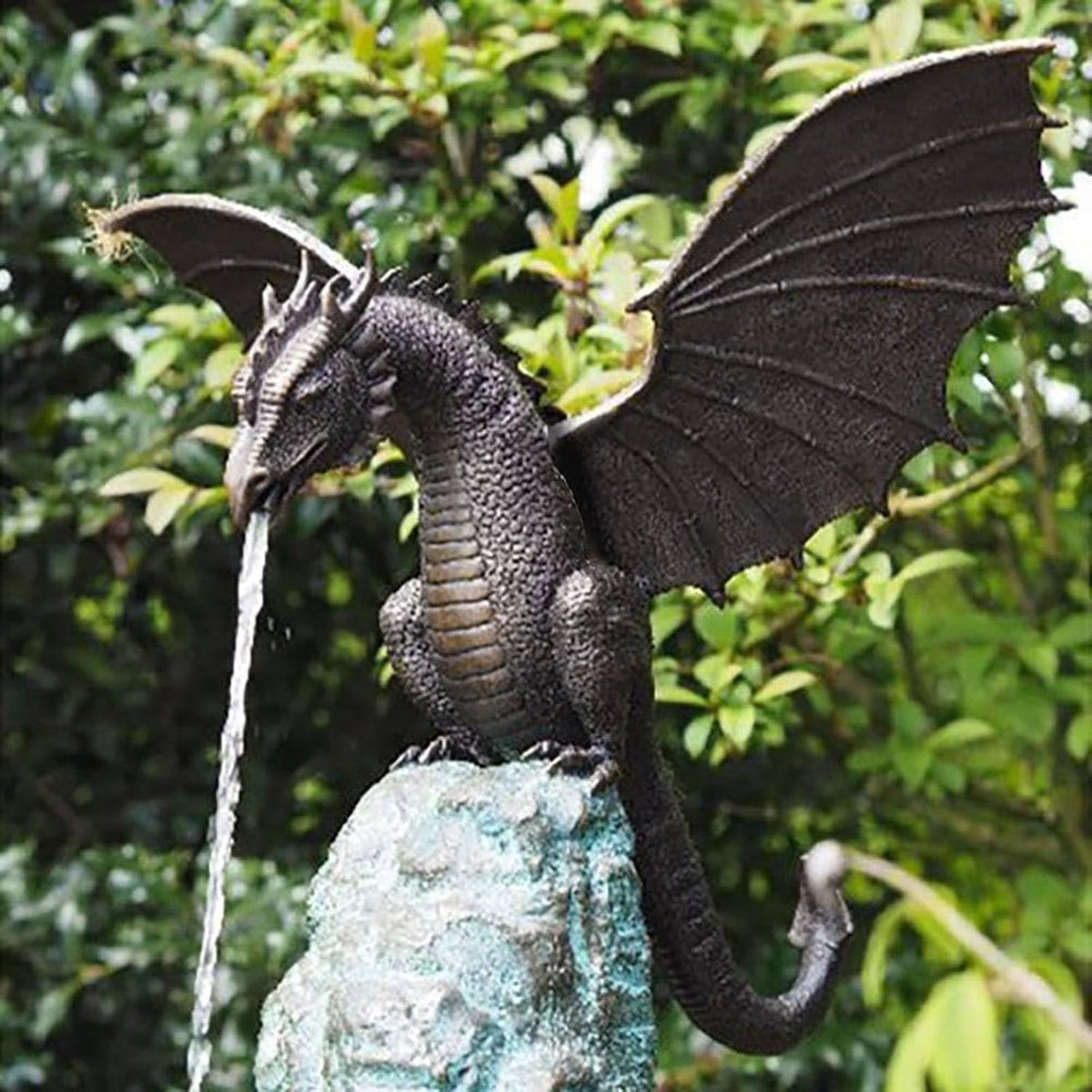Draak Ornament Hars Waterornament Sculptuur Tuin Draak Standbeeld (Aanpassing van afbeeldingen)