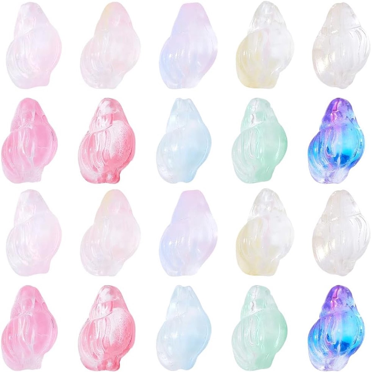 1 doos 80 stuks 10 kleuren schelpkralen zee glas kralen 15mm helder transparant spray geschilderd glas glanzend zomer oceaan dieren losse afstandhouders voor ambachten sieraden maken armband