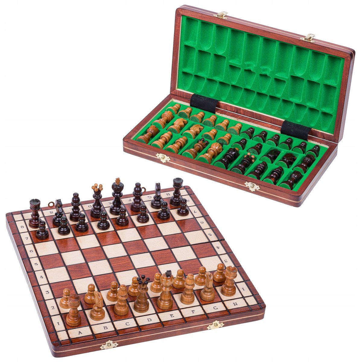 Houten Toeristische Schaken 35x35 cm - Kwaliteit & Elegantie
