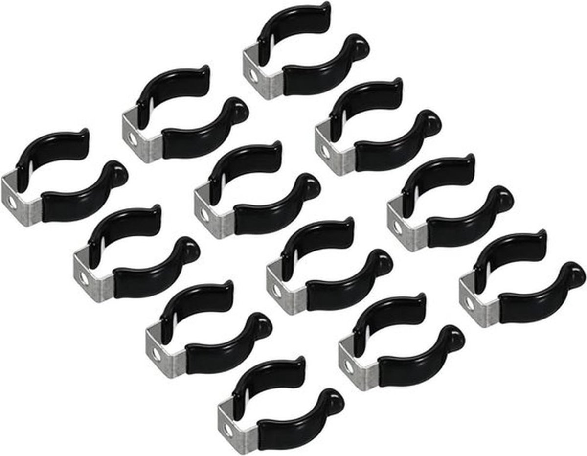 - LED Gloeilamp Houder Beugel - Bevestiging - Roestvrij Staal - Veer Houder - Montage - Fluorescerende Buis - Ondersteuning - Zwart - Pack van 12