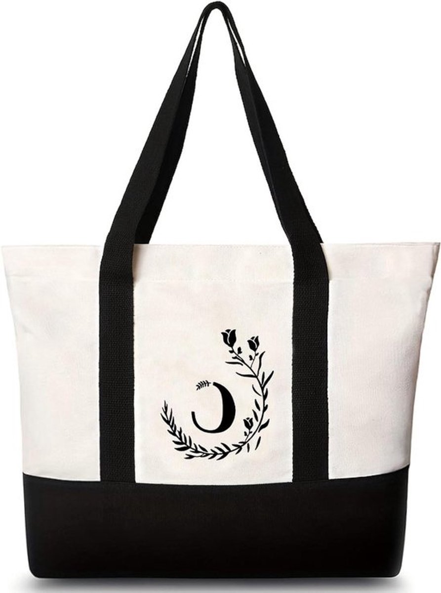 - Gepersonaliseerde borduurwerk canvas draagtas - Bloemenletters - Herbruikbare strandtas - Vrouwen mannen dagelijks reizen kruidenier picknick - Geschikt voor alle gelegenheden - Meerkleurig eco-vriendelijke shopper met unieke touch