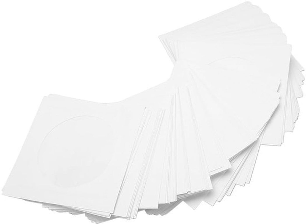 CD Hoes Dikke Herbruikbare Stofdichte Schijfhoes - CD Hoesjes Papier - CD Opbergmap 100 Stuks - Geschikt voor 8 cm Schijf - 8,7 x 8,7 cm - Effectieve Bescherming