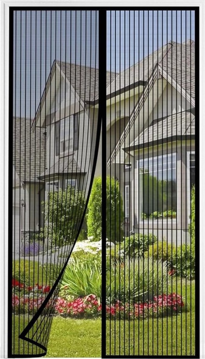 Vliegengordijn Insectenwerende Balkondeur 110x220cm - Magnetisch Gordijn voor Balkondeur Terrasdeur Kelderdeur - Schuifdeur en Woonkamer - Zelfklevende Montage Zonder Boren - Zwart