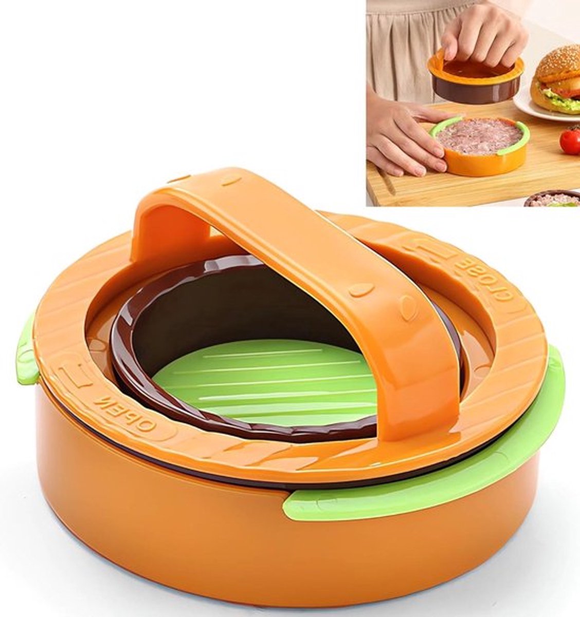 Hamburgerpers - Maak perfecte hamburgers - 1 stuk - Oranje