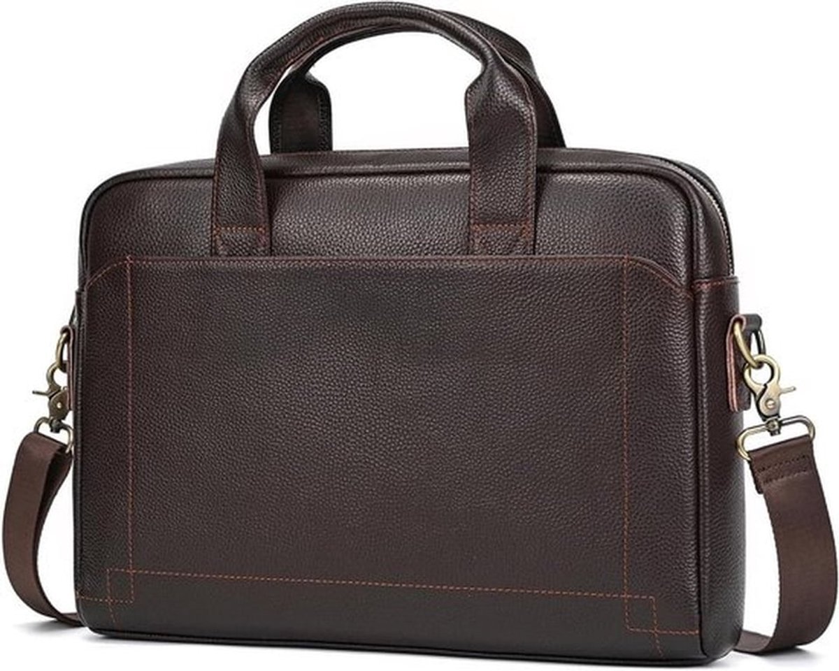 Stijlvolle Leren Laptoptas voor 15.6 Inch Notebooks, Schoudertas en Handtas voor Zakenmensen, Bruin