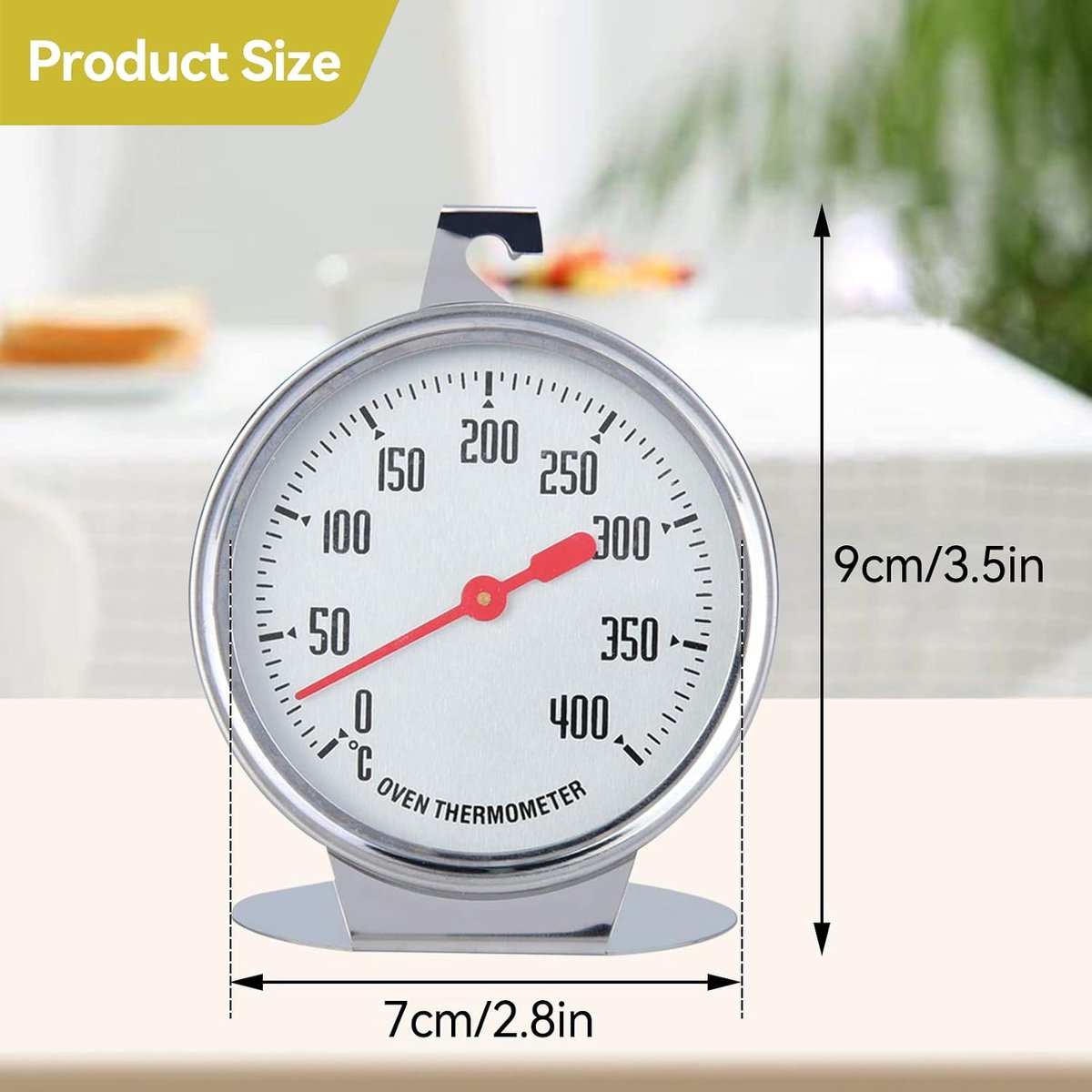 Elektrische kookplaatthermometer, gasoventhermometer, roestvrijstalen oventhermometer met grote schaalverdeling Geschikt voor bakplaten.