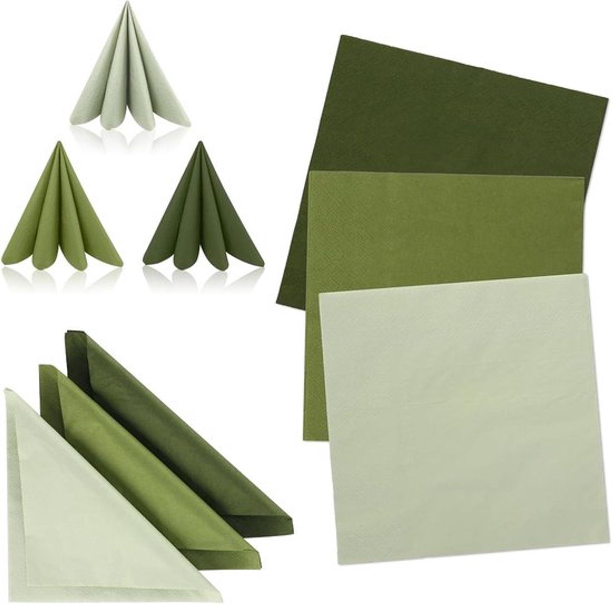 Servetten 60 stuks saliegroen 33 x 33 cm papieren servetten eucalyptusgroen voor bruiloft diner verjaardag feest.