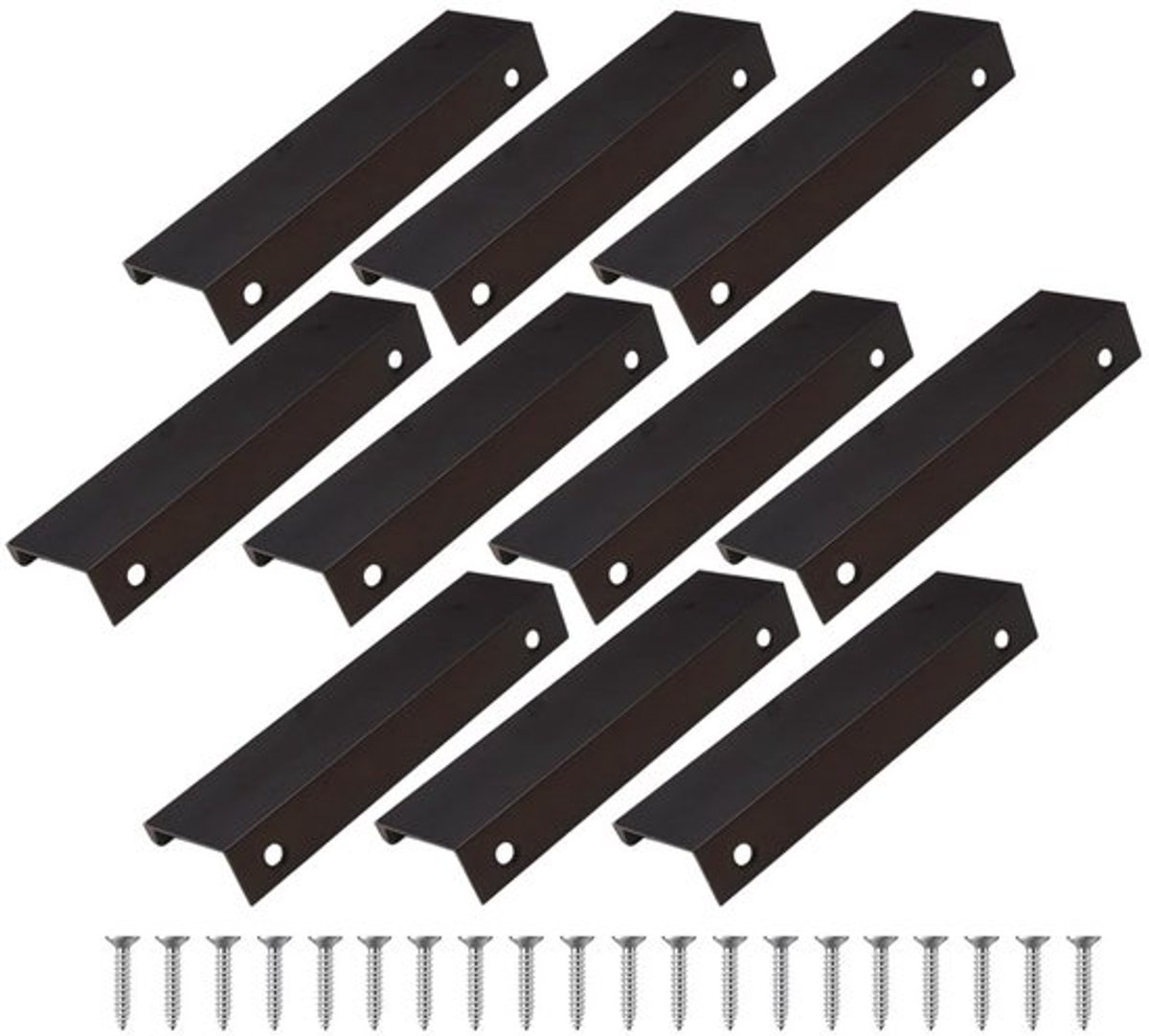 Meubelhandgrepen Set van 10 - Zwarte Aluminium Handgrepen - Kast/Deur Handgrepen - Inclusief Schroeven - Afmetingen 150 x 32 x 18 mm - Geschikt voor Kasten en Lades - Deurgrepen