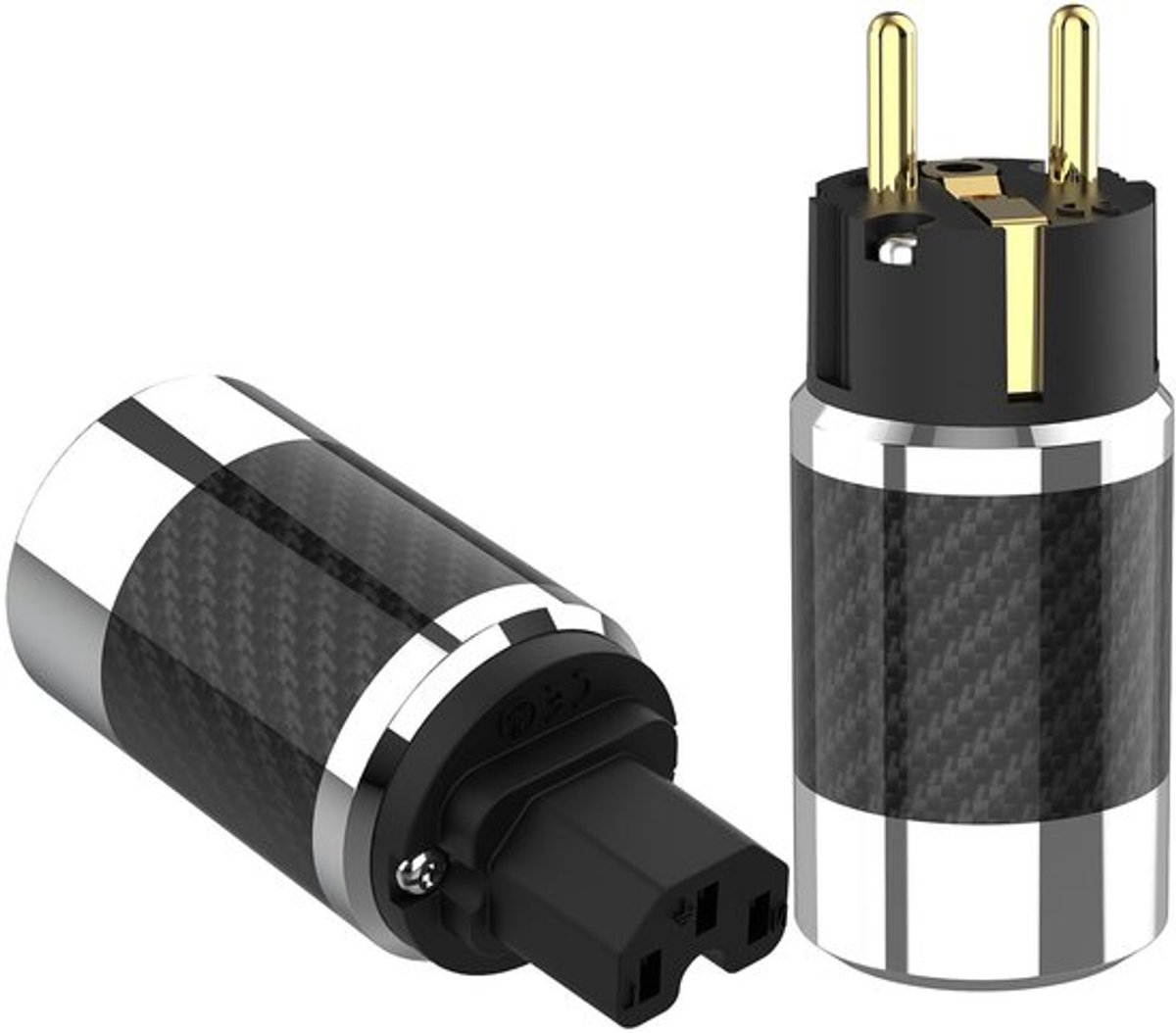 Hoogwaardige Rhodium-Plated Schuko Stekker en IEC Socket Set voor Hi-Fi Audio Apparatuur