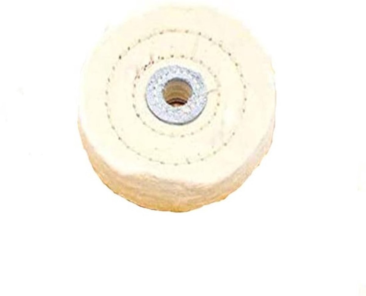 - Bufferwiel - Dubbelgestikt - Wit - Metaal Aluminium - Polijstwiel - Geschikt voor Polijstmachine - 75mm Diameter - Polijsten Metaal Aluminium - RVS - Hout - Kunststof - Glas - 16mm Asopening - Spiraalontwerp - Duurzaam en Efficiënt