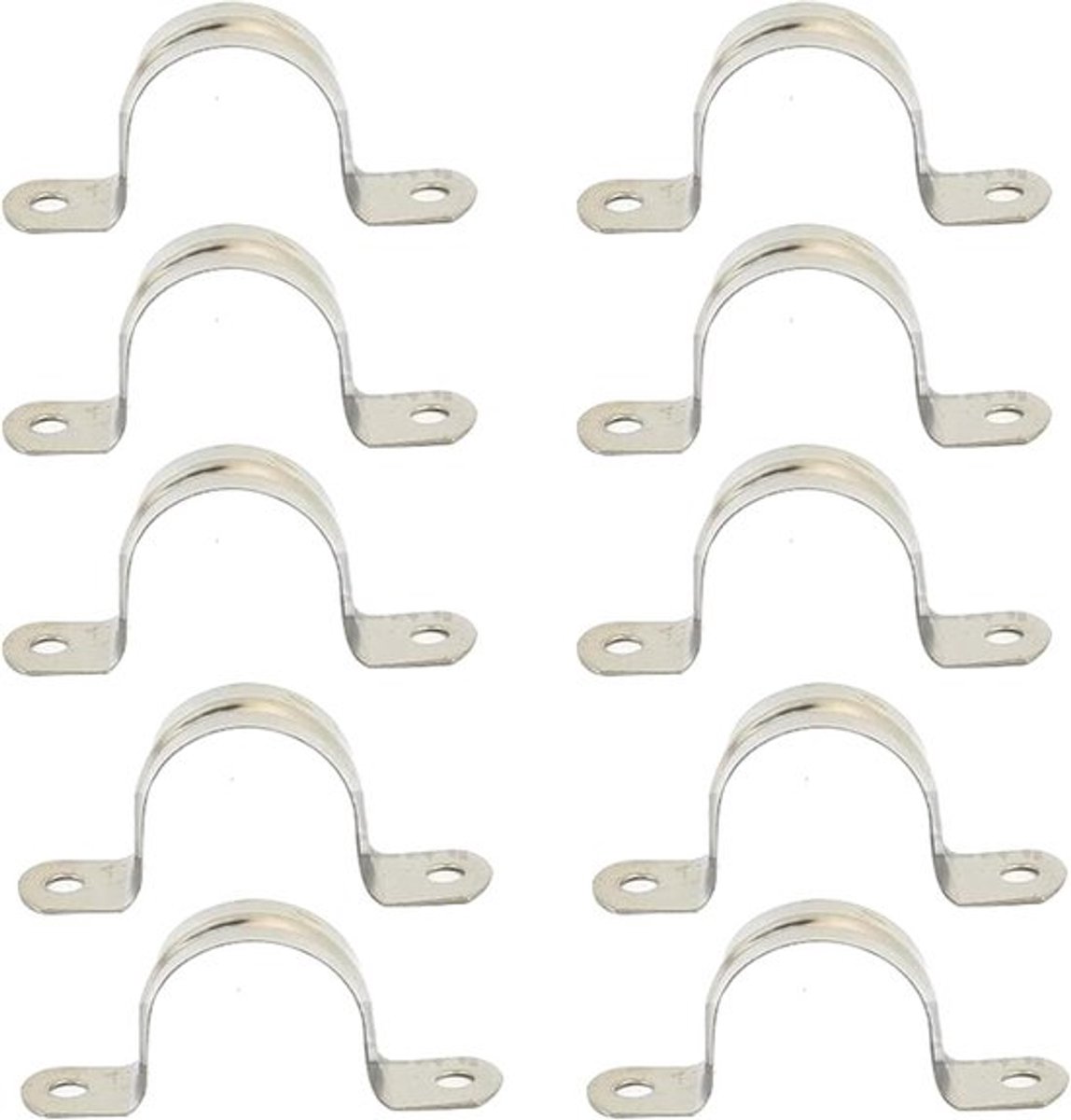 Stijve Pijp Riem Klem - RVS - Twee Gat - 10 Stuks - Buis - Spanning - U-Tube Klem - Zadel Clips - Ring Slang Klem - Geschikt voor 304 RVS - 50mm -Kleur Zilver