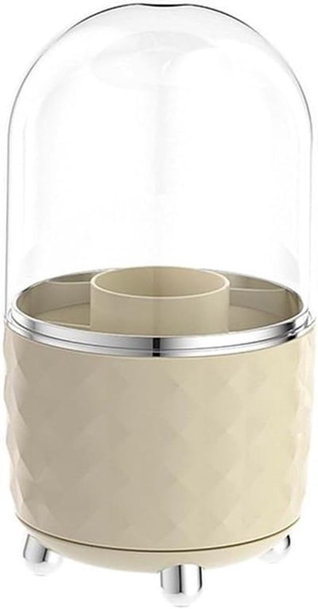 Draaibare Make-up Organizer - Cosmetica Opslag - 360° Draaibaar - Met Deksel - Cosmetische Borstel Opslag - Houdt Kantoorbenodigdheden - Geschikt voor Kaptafel - Transparant & Zwart