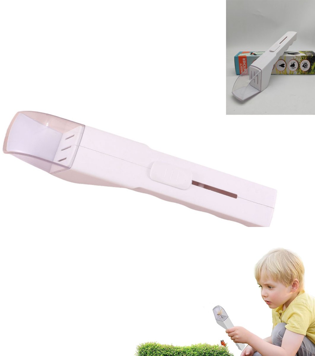 Handzame insectenvanger - Insectenobservator - Interactief speelgoed - 27x4,7x5 cm - Geschikt voor het vangen van vlinders, insecten en spinnen - Voor het observeren van insecten - Wit