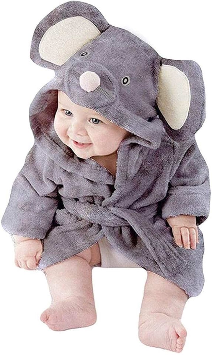Badjassen voor Meisjes Unisex Baby Hooded Dressing Jurk Fluffy Katoen Pyjama Peuter Muis Dier Gedrukt Nachtjapon voor Kinderen Leeftijd 1-6 Jaar