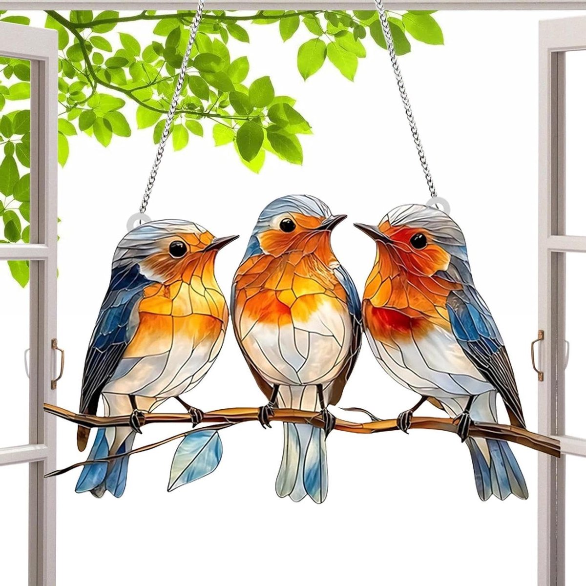 Vogeldecoratie Acryl - Raamhanger Zonenvanger - Tuin Aankleden - Kleurvaste Acryl - 15x9 cm - Meerkleurig