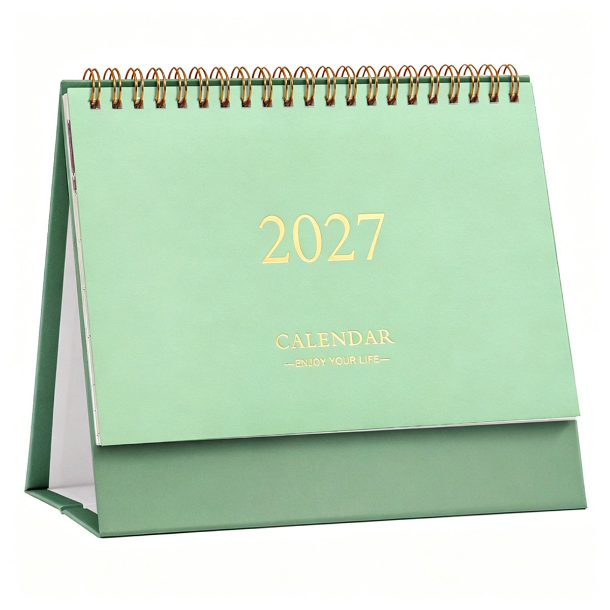 Bureaukalender - kalender - Staande Bureaukalender 2027 - Flip Maandkalender - Kleurrijk Planner - 19 x 17 cm - Groen - Geschikt voor Kantoor, School en Thuis - Compact en Overzichtelijk - Jaarplanning