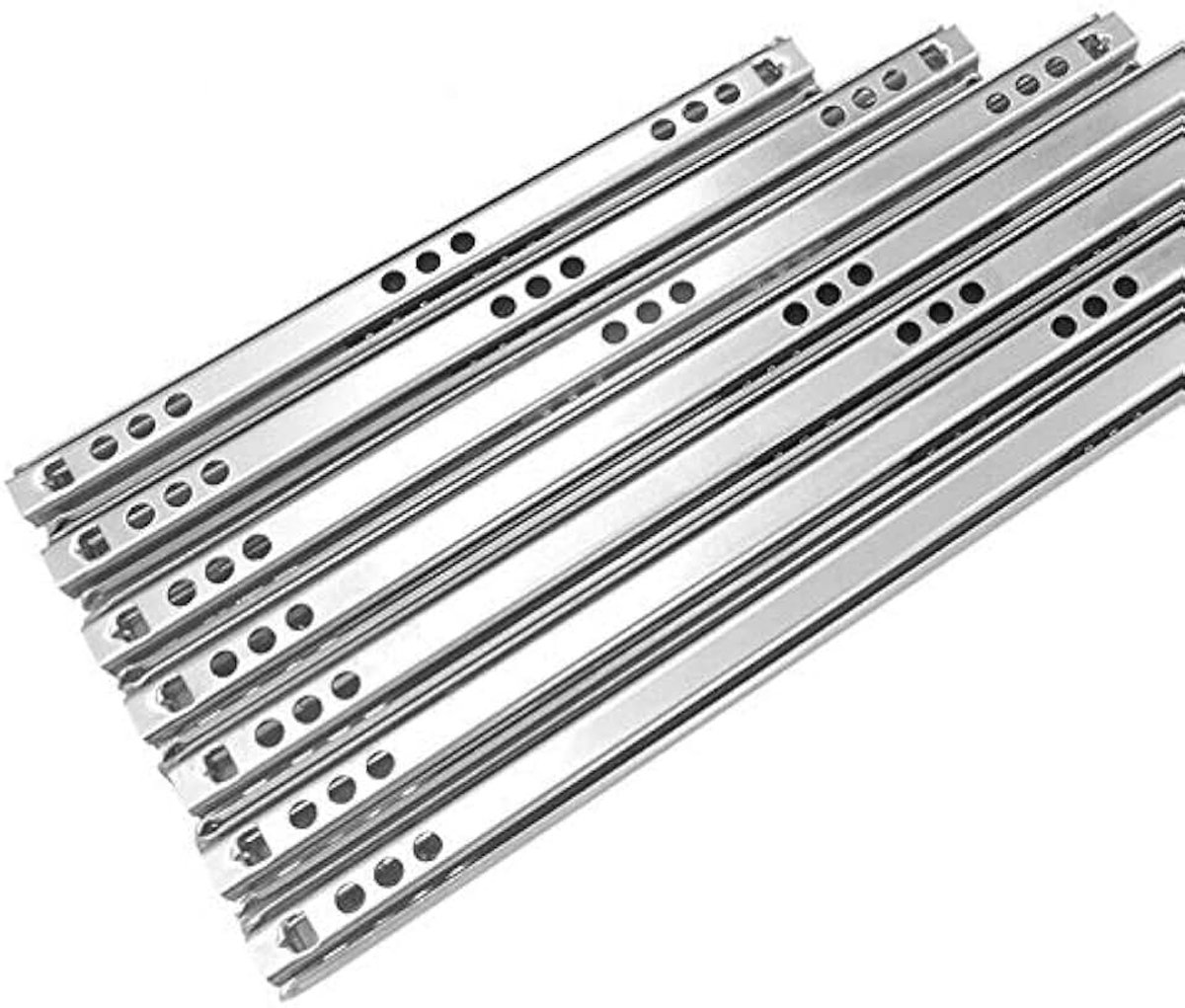 Ladegeleiders met kogellagers, metalen laderails met kogellagers voor meubellade, Breite 17 mm
