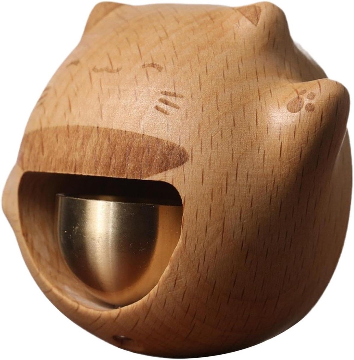 Katten Deurbel - Houten Klokje - Entree Decoratie - Magnetisch Ontwerp - 7.5 x 7.2 cm - Houtkleur