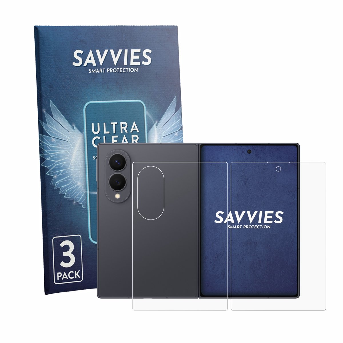 Savvies - Screenprotector voor Samsung Galaxy Z Fold 8 (Voor+Achter) - Folie Beschermfolie transparant 6 Stuks