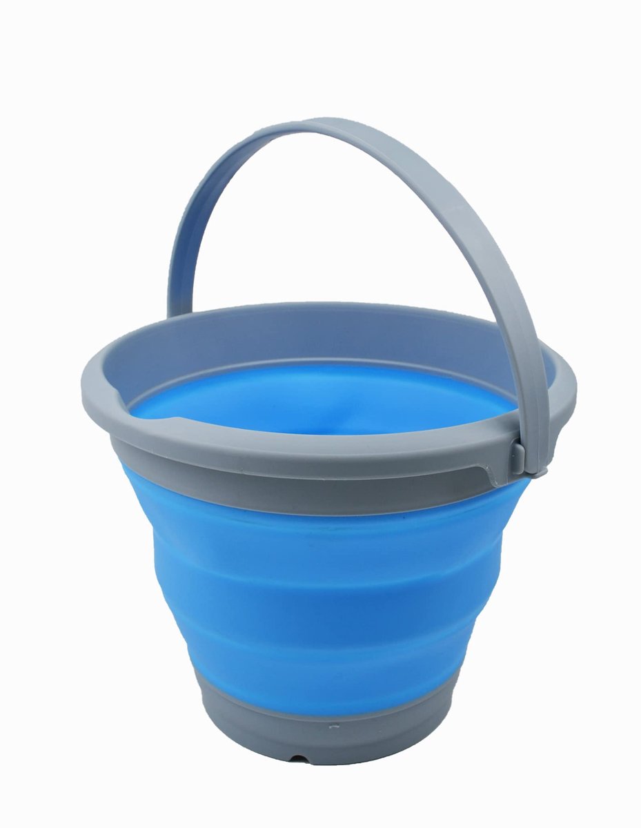 Opvouwbare emmer (grijs/marineblauw, 5.5L - rond)