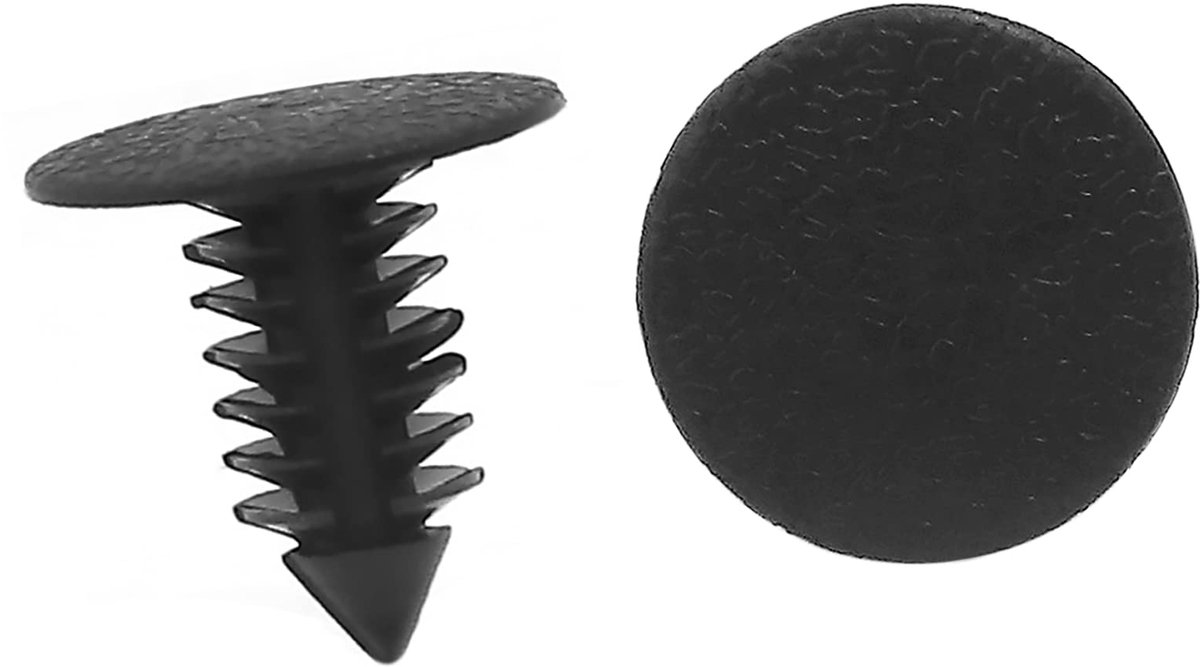 ABSOPRO Drukspindel klinknagels 9 mm paneel bumperclip kunststof zwart