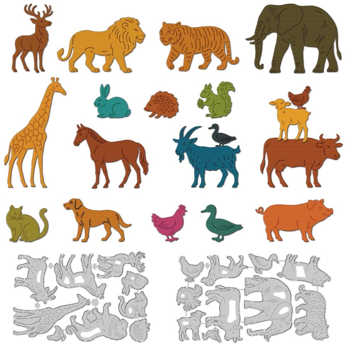 Mallen Met Dieren Bos Gestanst Boerderij Snijmallen Koolstofstaal Sjablonen Voor Kaartenontwerp Scrapbooking Embossing Sjablonen Papieren Albums Sjablonen
