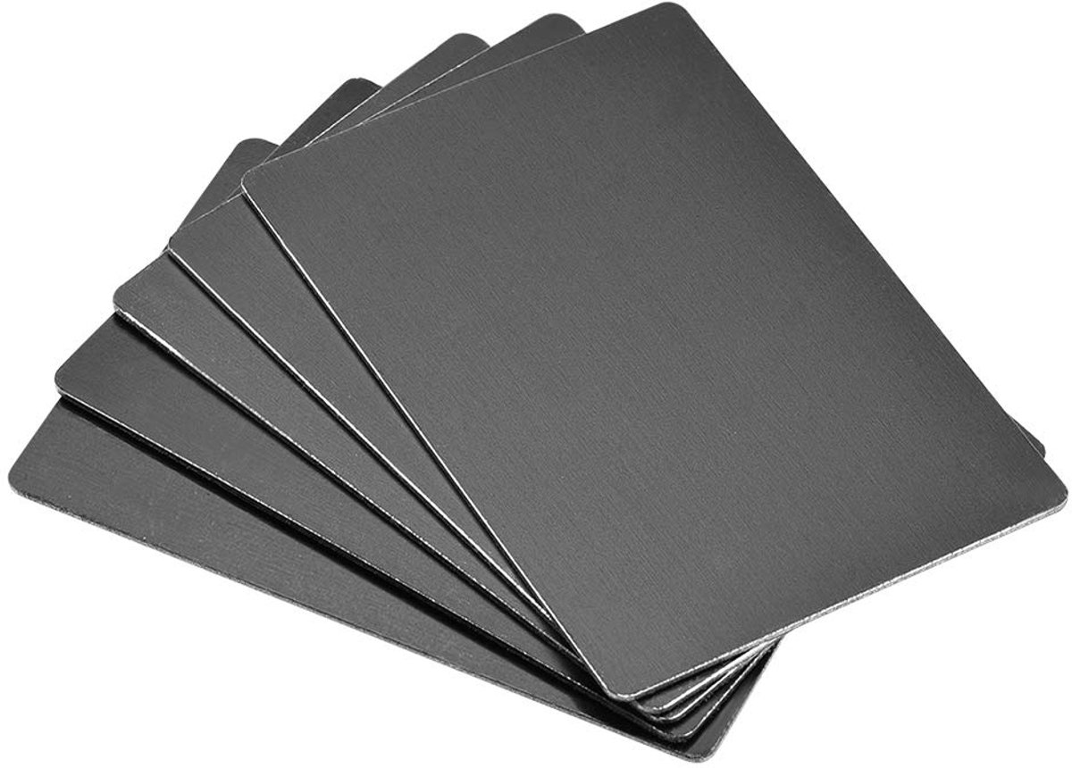 sourcing map 5 stuks 100x60x0,8 mm visitekaartje aluminium plaat geanodiseerd voor DIY laserprinten gravure zwart