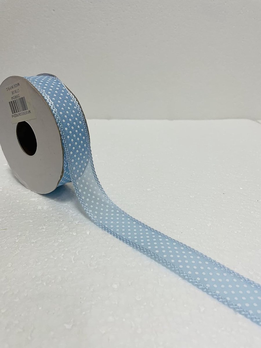 lint met stippen, 3 x 10 m, cadeauverpakking, feest, verjaardag, naaien, verpakkingen, verschillende kleuren, DIY (lichtblauw)