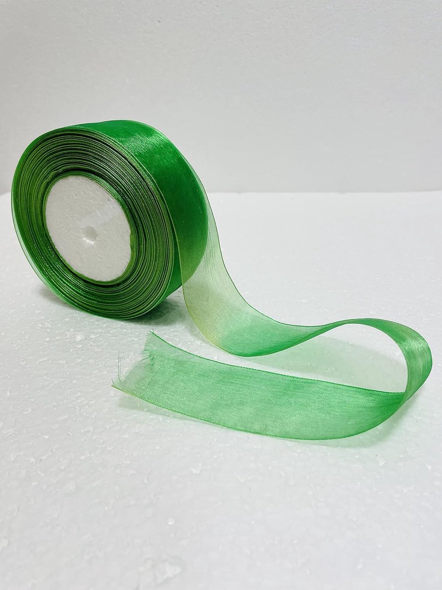 organza lint 4 x 50 cm YDS (45,72 m), geschenkverpakking, feest, verjaardag, naaien, verpakking, verschillende kleuren, DIY (groen)
